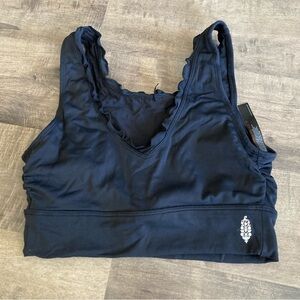 Free People Movement Hearts A Flutter Black Brami Sports Bra Sz XS